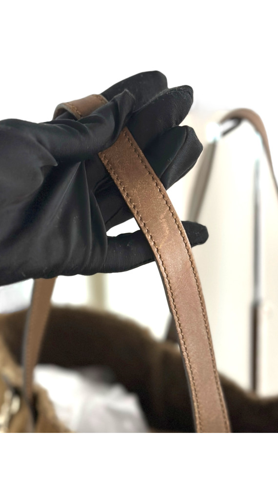 Gucci Suede Leather Shoulder Bag m/Lommebok