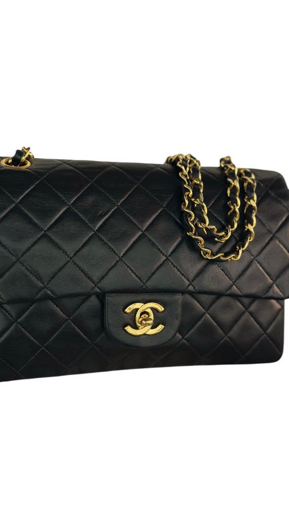 Vintage Classic Chanel Double Flap Bag m 24K Gull