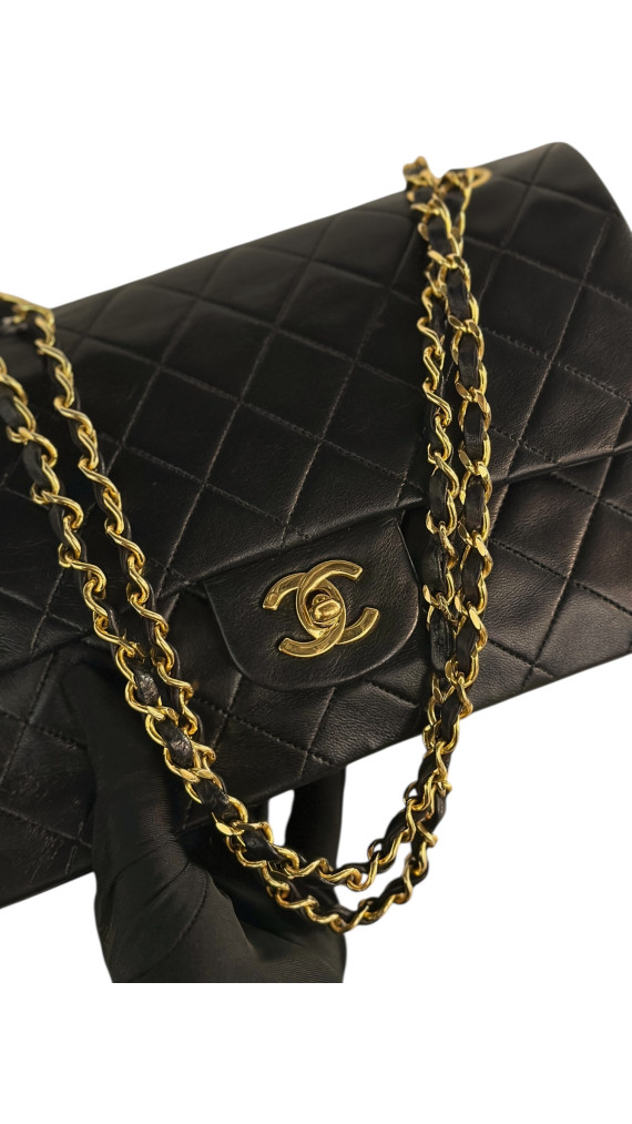 Vintage Classic Chanel Double Flap Bag m 24K Gull