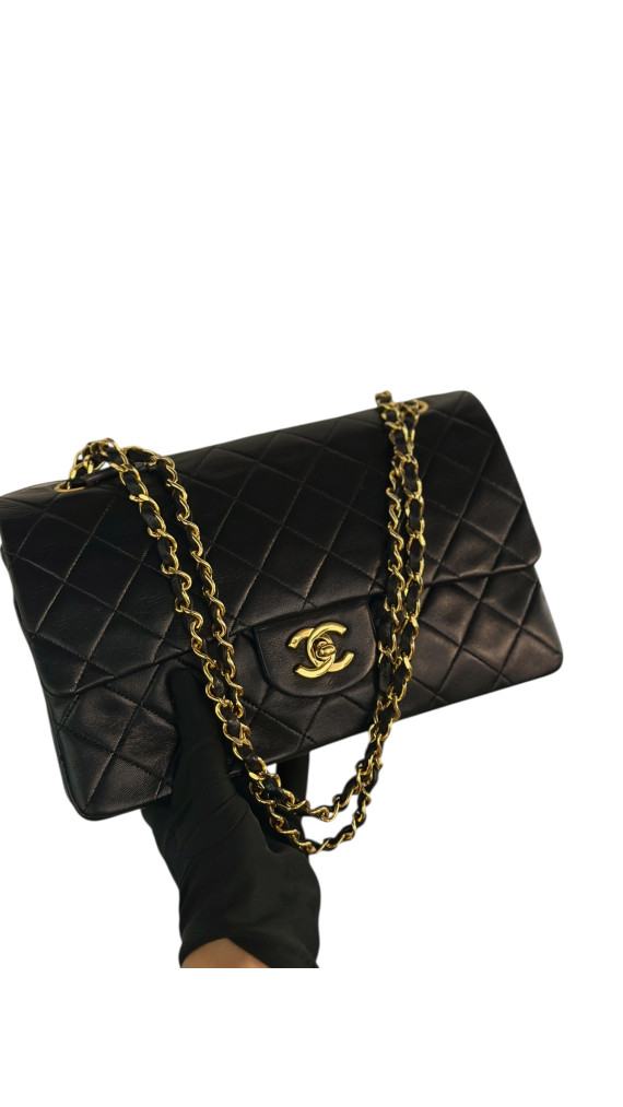 Vintage Classic Chanel Double Flap Bag m 24K Gull