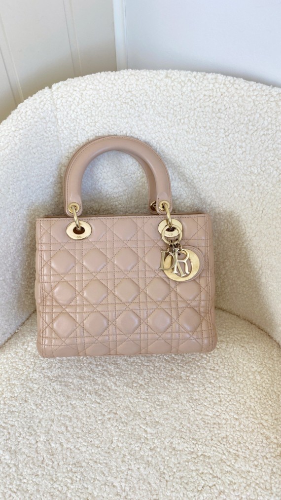 Lady Dior Medium Rose Beige m. GHW